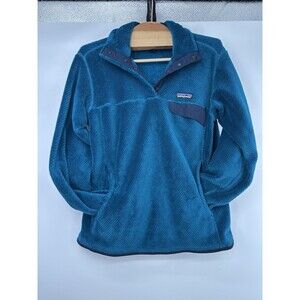 Patagonia Womans Fleece Pullover Blue Teal Size Medium fleece 3/4 good cond‎